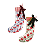 "Blockprint Stocking in Araminta Red" - Stockings in red by Michelle Pham