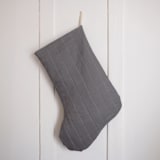 "Charcoal Quilted Stocking with Multi-Color Appliqué Details No.2" - Stockings in gray by Quiet Goods