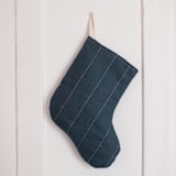 "Small Green Quilted Stocking with Multi-Color Appliqué Details" - Stockings in green by Quiet Goods
