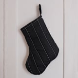 "Small Cream Quilted Stocking with Dual-Color Stripe Appliqué Details" - Stockings in natural by Quiet Goods