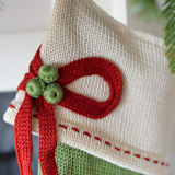"Green Stripe Stocking With Bow" - Stockings in green by Melange Collection