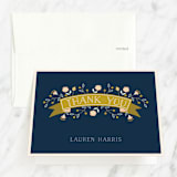 "Floral Banner" - Sweet Sixteen Party Thank You Cards in Midnight by Nam Bourassa - Front
