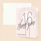 "Sixteen Sparklers" - Sweet Sixteen Party Thank You Cards in Blush by Annie Holmquist - Front