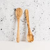 "Olive Wood Utensils Serving Set" - Serving Utensils in beige by Powered By People