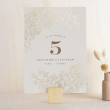 "Engraved Flowers" - Table Numbers in Gold by Phrosné Barwood - Front