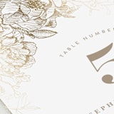 "Engraved Flowers" - Table Numbers in Gold by Phrosné Barwood - Detail