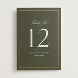 "refined" - Table Numbers in Deep Olive by Nicole Walsh - Front