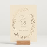 "Leafy Garland" - Table Numbers in Sand by Creo Study - Displayed (stand not included)