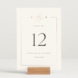 "Framed Monogram" - Table Numbers in Silk by Kelly Schmidt - Displayed (stand not included)