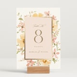 "Jardin" - Table Numbers in Carnation by Everett Paper Goods - Displayed (stand not included)
