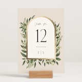 "Bliss" - Table Numbers in Champagne by Leah Bisch - Displayed (stand not included)