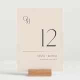 "Modern Corner" - Table Numbers in Linen by Kelly Schmidt - Displayed (stand not included)