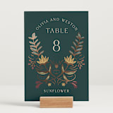 "Autumnal Arch" - Table Numbers in Deep Sea by Erin German - Displayed (stand not included)