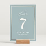 "Polished" - Table Numbers in Powder Blue by Jennifer Postorino - Displayed (stand not included)