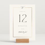 "Elegant Type" - Table Numbers in Pearl by Leah Bisch - Displayed (stand not included)