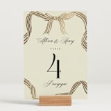 "All Tied Up" - Table Numbers in Champagne by Chris Griffith - Displayed (stand not included)