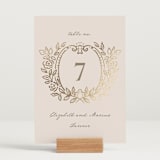 "Manuet" - Table Numbers in Vanilla by Petra Kern - Displayed (stand not included)