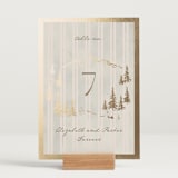 "Mountain Love" - Table Numbers in Dew by Petra Kern - Displayed (stand not included)