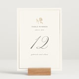 "Here With You" - Table Numbers in Classic Bride by Design Lotus - Displayed (stand not included)