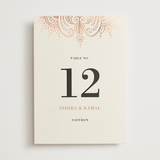 "Regal Mehndi" - Table Numbers in Champagne Rose by Oma N. Ramkhelawan - Front