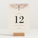"Regal Mehndi" - Table Numbers in Champagne Rose by Oma N. Ramkhelawan - Displayed (stand not included)
