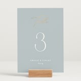 "Delicacy" - Table Numbers in Dusty Blue by Angela Thompson - Displayed (stand not included)