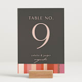 "Patchwork Border" - Table Numbers in Fruit Punch by Morgan Kendall - Displayed (stand not included)