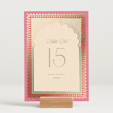 "Mandapam" - Table Numbers in Carnation by Creo Study - Displayed (stand not included)