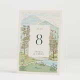 "Mountaintop" - Table Numbers in Evergreen by Paper Sun Studio - Folded