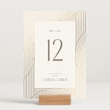 "Moderne" - Table Numbers in Alabaster by Pixel and Hank - Displayed (stand not included)