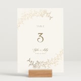 "floral crest" - Table Numbers in Champagne by Cass Loh - Displayed (stand not included)
