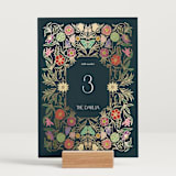 "Gilded Tapestry" - Table Numbers in Midnight Garden by Simona Camp - Displayed (stand not included)
