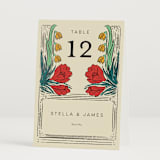 "Deco Spring Florals" - Table Numbers in Birch by Shiny Penny Studio - Folded