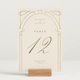 "Simple Art Nouveau" - Table Numbers in Cream by Katie Zimpel - Displayed (stand not included)