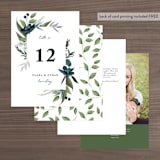 "Soft Greenery" - Table Numbers in Twilight by Susan Moyal - Back of Card Options
