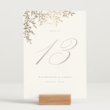 "Romantic Wreath" - Table Numbers in Chantilly by Wildfield Paper Co - Displayed (stand not included)