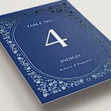 "Pomegranate Floral Frame" - Table Numbers in Royal by Nam Bourassa - Detail