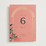 "Birds of Paradise" - Table Numbers in Coral by Julie Hebert - Front