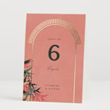 "Birds of Paradise" - Table Numbers in Coral by Julie Hebert - Folded