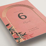 "Birds of Paradise" - Table Numbers in Coral by Julie Hebert - Detail