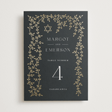 "Beautiful Chuppah" - Table Numbers in Midnight by Ana de Sousa - Front