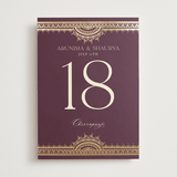 "Arunima" - Table Numbers in Plum by Randi Cirelli - Front
