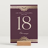 "Arunima" - Table Numbers in Plum by Randi Cirelli - Displayed (stand not included)