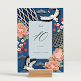 "kimono" - Table Numbers in Ocean by Elly - Displayed (stand not included)