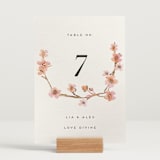 "Love Blossom" - Table Numbers in Blush by Petra Kern - Displayed (stand not included)