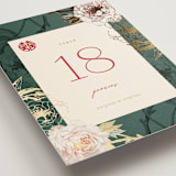 "Auspicious Peonies" - Table Numbers in Evergreen by fatfatin - Detail