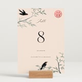 "LOVEBIRDS" - Table Numbers in Cream by Elly - Displayed (stand not included)