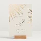 "Gilded Palm" - Table Numbers in Sand by Melinda Denison - Displayed (stand not included)
