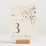 "Lovely" - Table Numbers in Creme by Stardust Design Studio - Displayed (stand not included)
