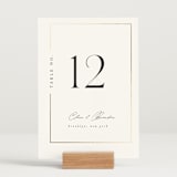 "Gilded Border" - Table Numbers in Silk by Kelly Schmidt - Displayed (stand not included)